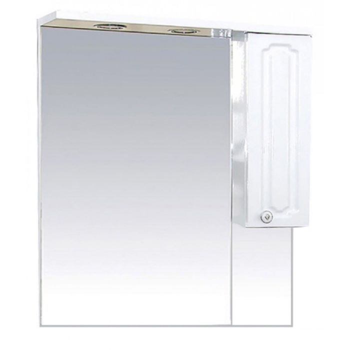 Шкаф-зеркало Misty "Александра 75", правый, с подсветкой, белый металлик