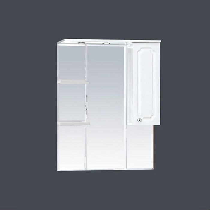 Шкаф-зеркало Misty "Александра 85", правый, с подсветкой, белый металлик