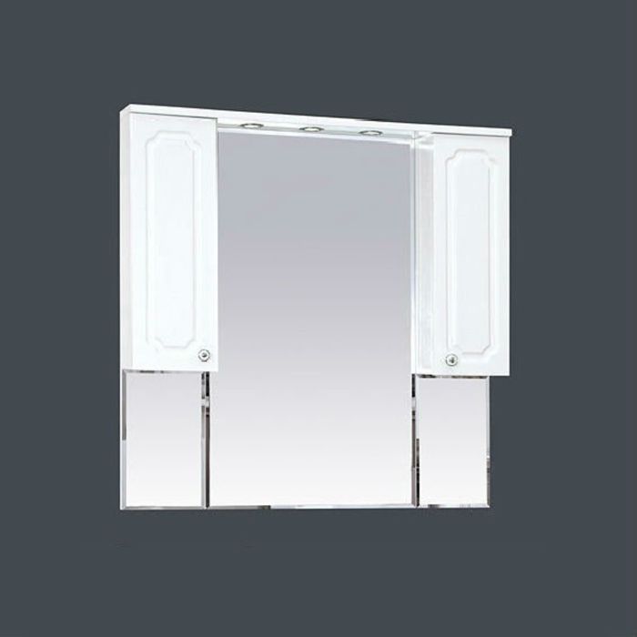 Шкаф-зеркало Misty "Александра 105", с подсветкой, белый металлик