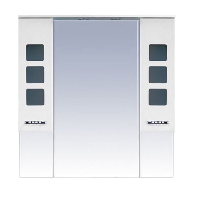 Шкаф-зеркало Misty "Квадро 150", с подсветкой, белая эмаль