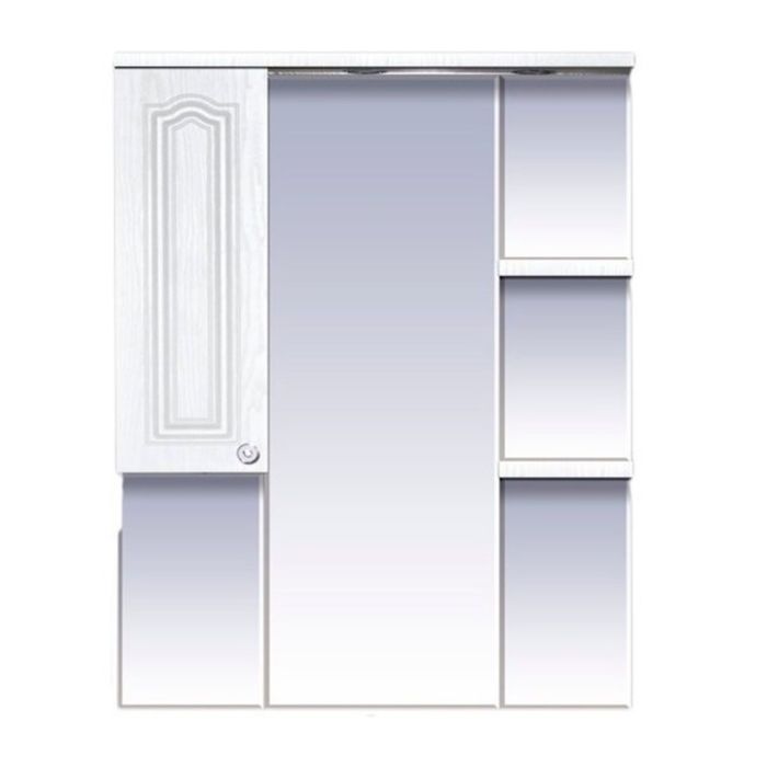 Шкаф-зеркало Misty "Валерия 85", левое, белое фактурное, со светом