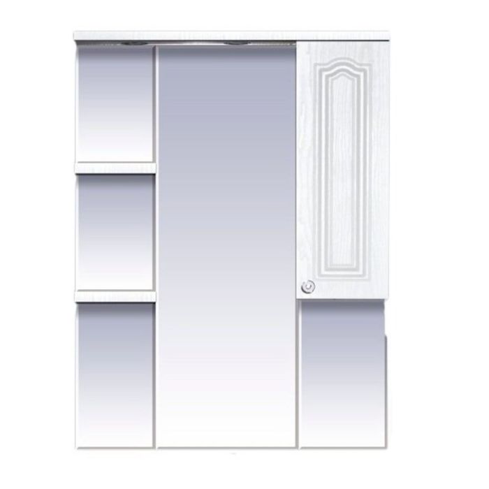 Шкаф-зеркало Misty "Валерия 85", правое, белое фактурное, со светом