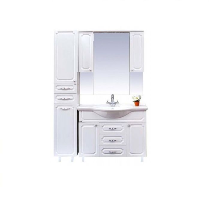 Пенал Misty "Александра 35", левый, с бельевой корзиной, белый металлик