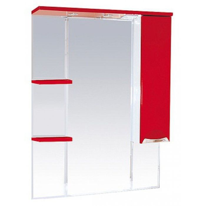Шкаф-зеркало Misty "Кристи 75", правый, с подсветкой, красное эмаль
