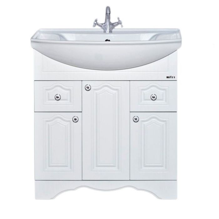 Тумба с раковиной Misty "Валерия 75", 2 ящика, белая фактурная