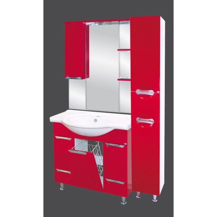 Пенал Misty "Жасмин 31", левый, красная эмаль, с бельевой корзиной