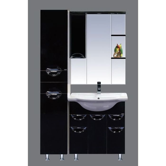 Пенал Misty "Жасмин 31", левый, черная эмаль, с бельевой корзиной