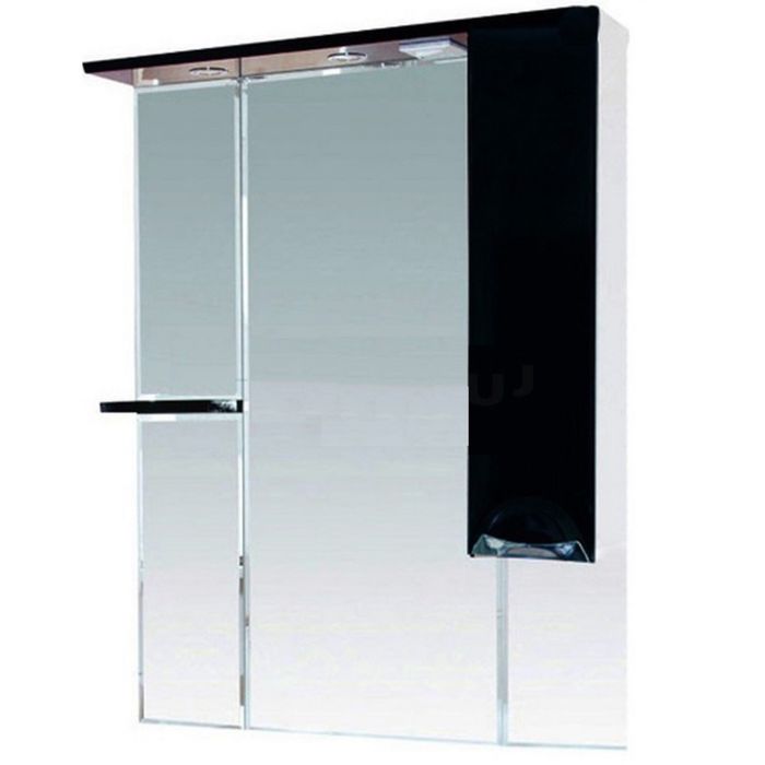 Шкаф-зеркало Misty "Кристи 90", правый, с подсветкой, черный