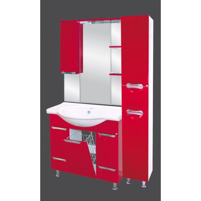 Пенал Misty "Жасмин 31", правый, красная эмаль, с бельевой корзиной