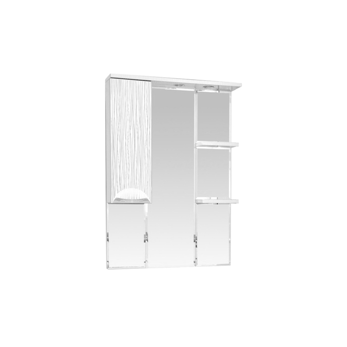 Шкаф-зеркало Misty "Лорд 75", левый, с подсветкой, белая пленка