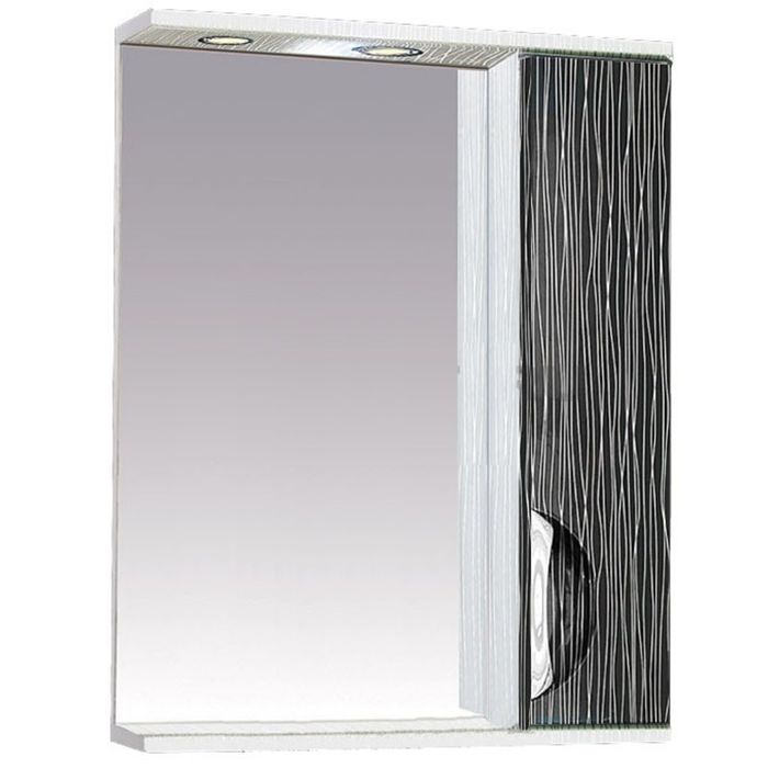 Шкаф-зеркало Misty "Лорд 85", правый, с подсветкой, комбинированный бело-черный