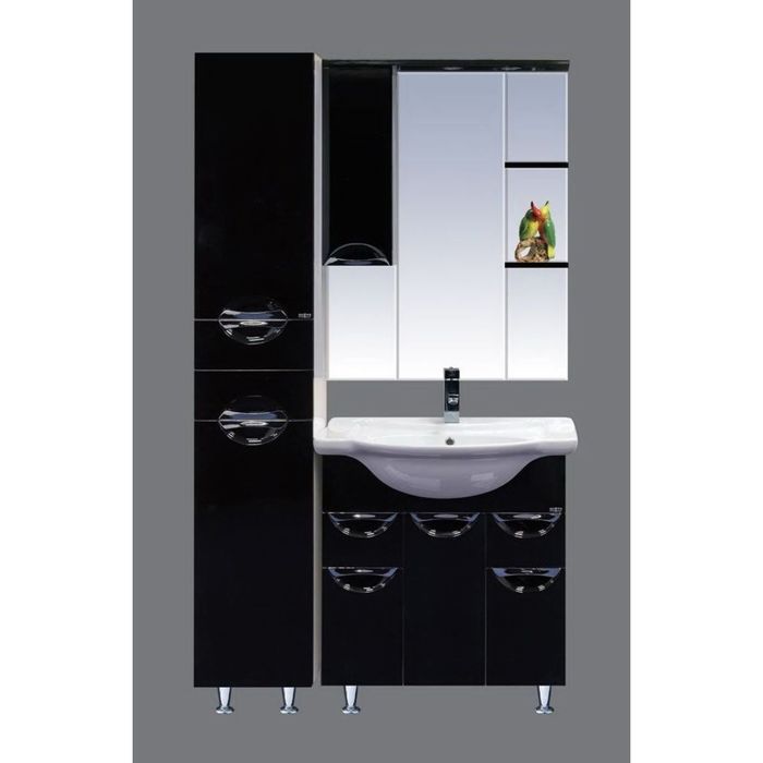 Пенал Misty "Жасмин 31", правый, черная эмаль, с бельевой корзиной