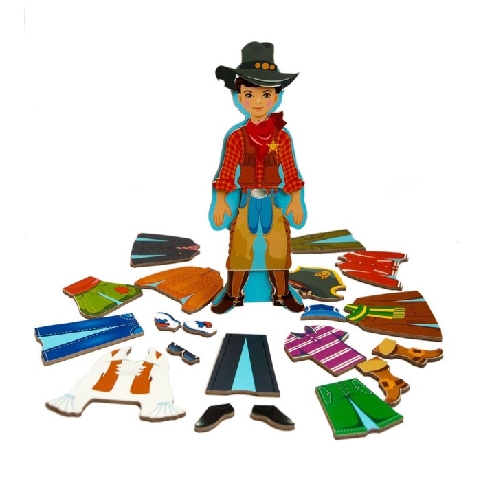 Деревянный конструктор Mr. Bigzy на магнитах "Модный гардеробчик", мальчик