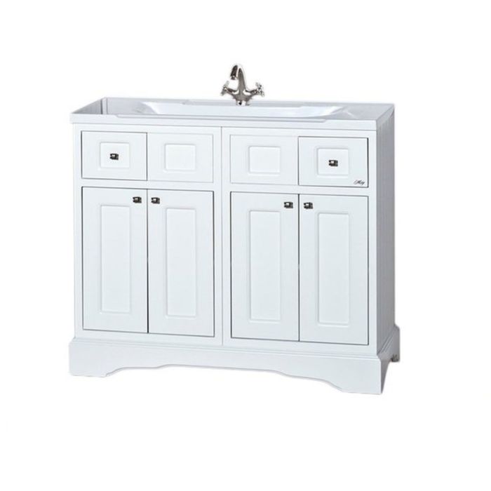 Тумба с раковиной Misty "Герда 100", 2 ящика, белая эмаль