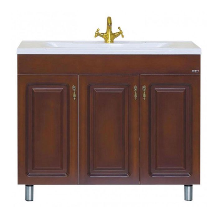 Тумба с раковиной Misty "Вояж 100", прямая, белая платина