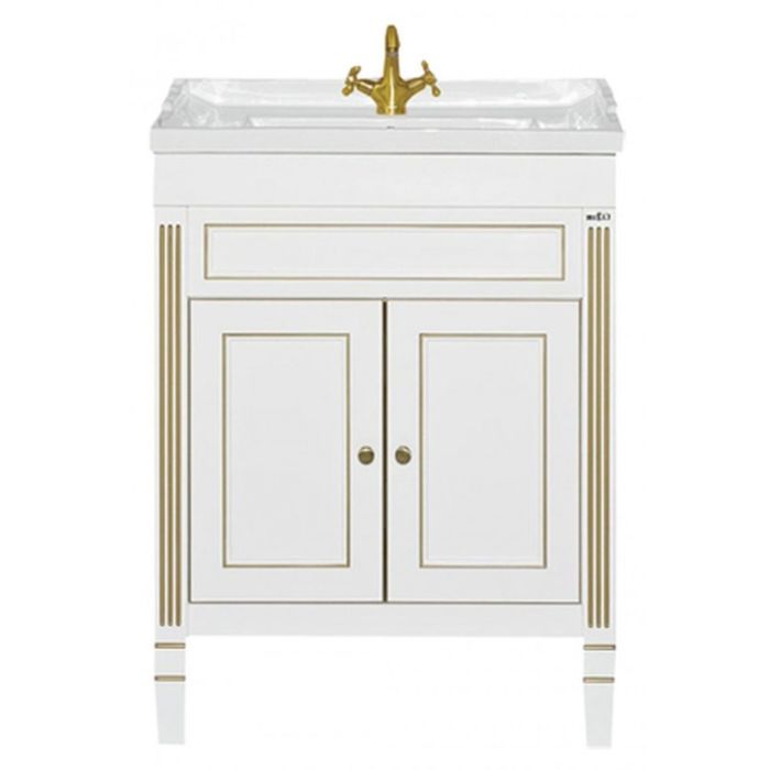 Тумба с раковиной Misty "Женева 60", прямая, белая платина