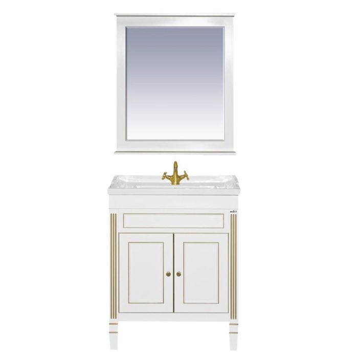 Тумба с раковиной Misty "Женева 70", прямая, белая платина