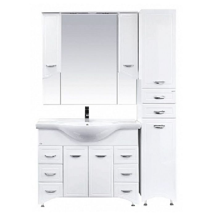 Пенал Misty "Дрея 35", правый, 2 ящика, с бельевой корзиной белая эмаль