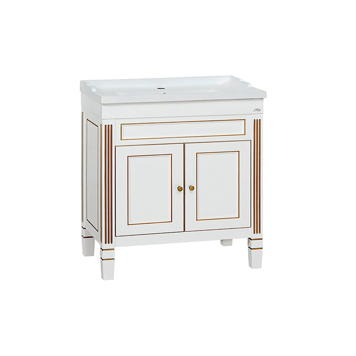 Тумба с раковиной Misty "Женева 80", прямая, белая платина