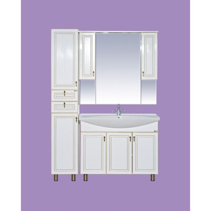 Тумба с раковиной Misty "Париж 105", правый, белая платина