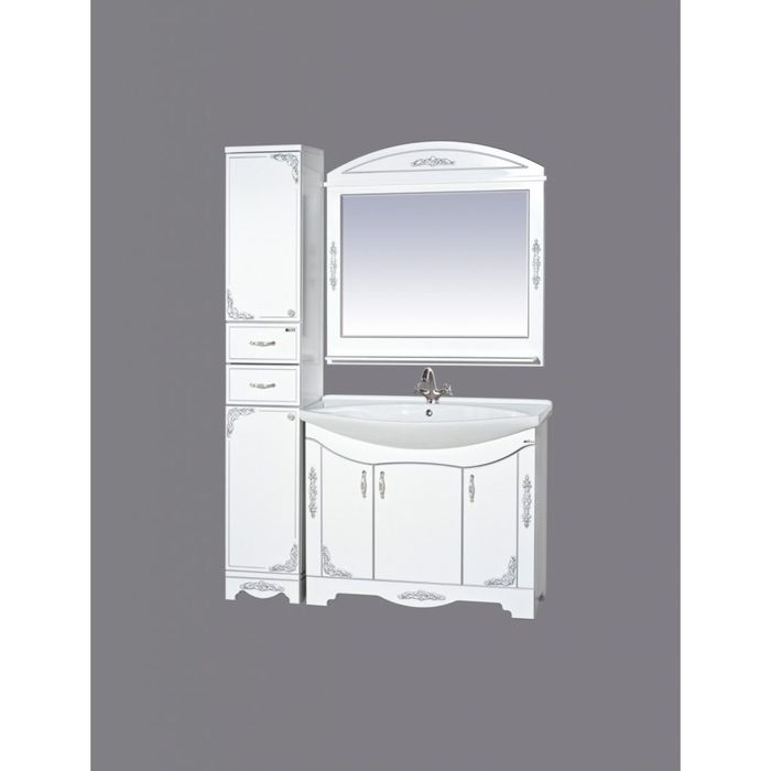 Пенал Misty "Рига 35", правый, 2 ящика, цвет белое серебро