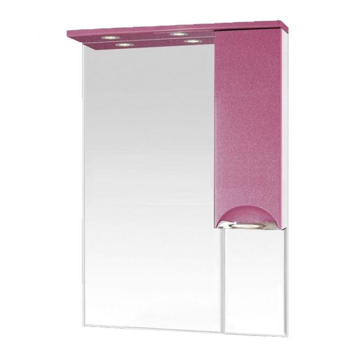 Зеркало Misty "Жасмин 65", правое, розовая плёнка, с подсветкой