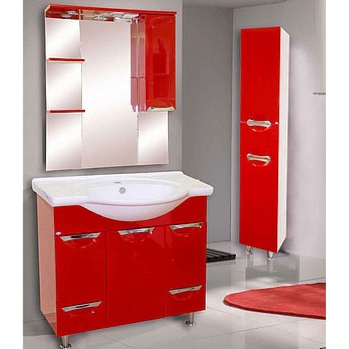 Зеркало Misty "Жасмин 85", правое, красная плёнка, с подсветкой