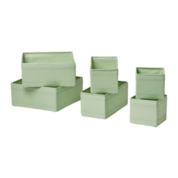 Набор коробов для хранения, 6 шт, светло-зеленый СКУББ