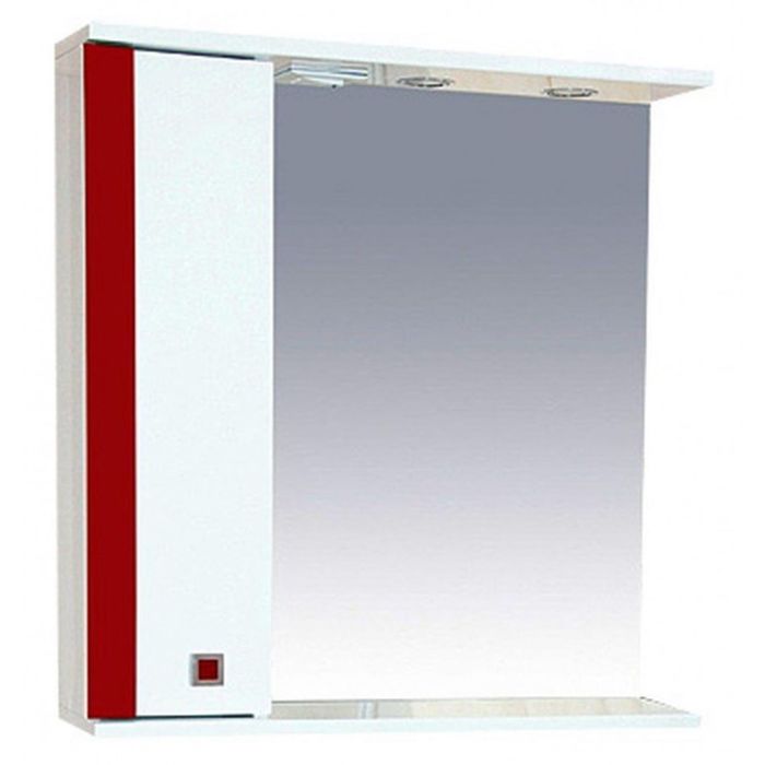 Шкаф-зеркало Misty "Палермо 70", левый, с подсветкой, красный