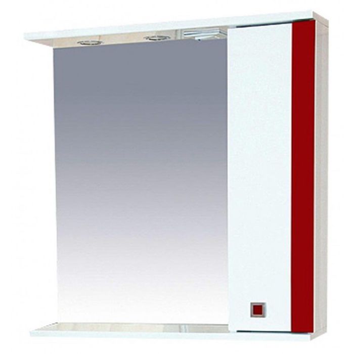 Шкаф-зеркало Misty "Палермо 70", правый, с подсветкой, красный