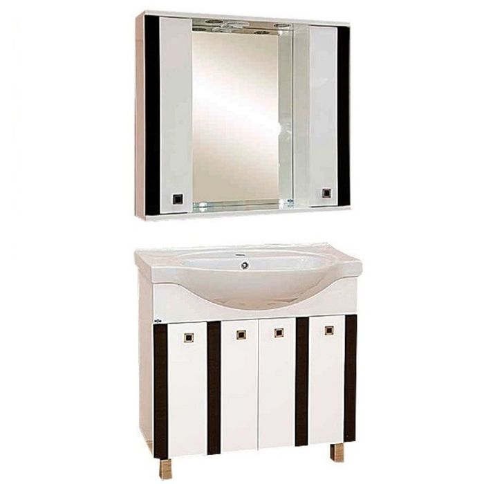 Шкаф-зеркало Misty "Палермо 80", с подсветкой, черный