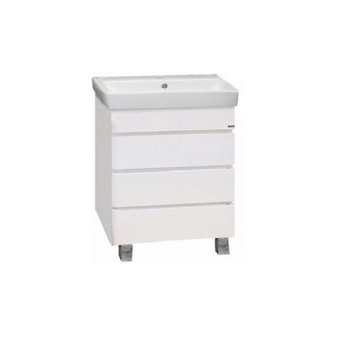 Тумба с раковиной Misty "Прима 60", 3 ящика, белая эмаль, с доводчиком