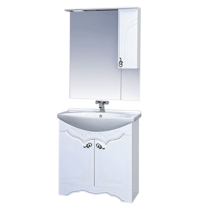 Шкаф-зеркало Misty "Неаполь 75", правый, с подсветкой, белый