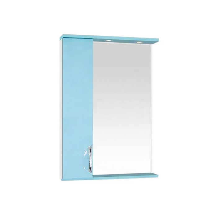 Шкаф-зеркало Misty "Жасмин 55", левый, с подсветкой, голубая эмаль