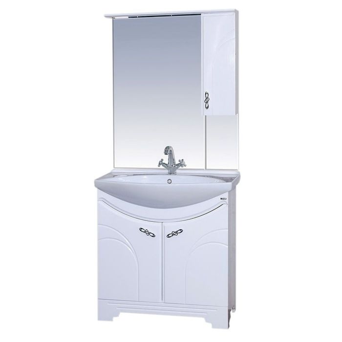 Шкаф-зеркало Misty "Сицилия 75", правый, с подсветкой, белый