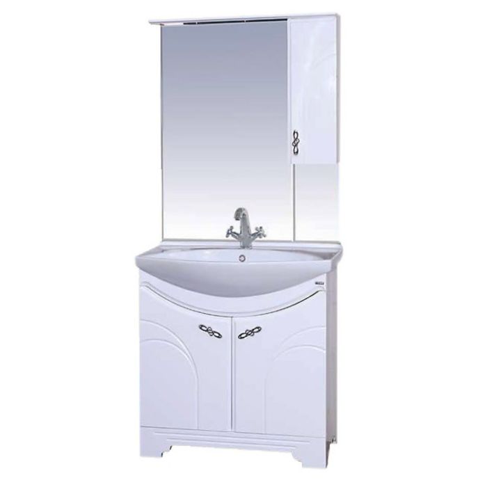 Шкаф-зеркало Misty "Сицилия 85", правый, с подсветкой, белый