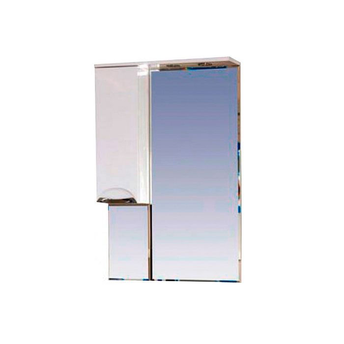 Шкаф-зеркало Misty "Жасмин 65", левый, с подсветкой, белая эмаль