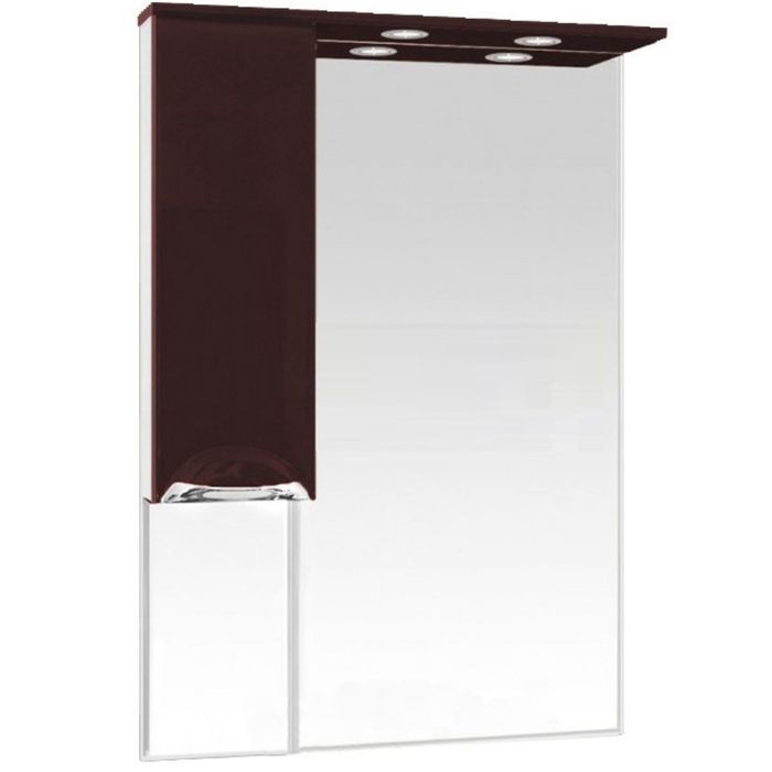 Шкаф-зеркало Misty "Жасмин 65", левый, с подсветкой, коричневая эмаль
