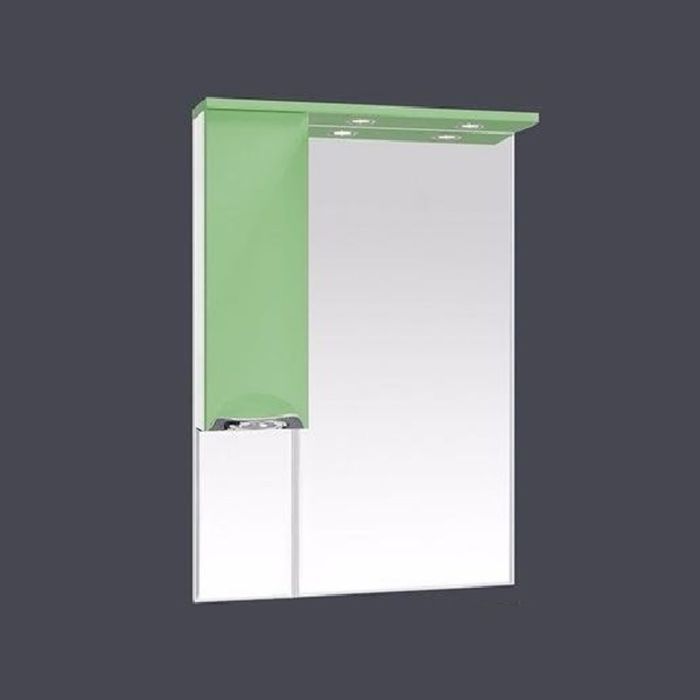 Шкаф-зеркало Misty "Жасмин 65", левый, с подсветкой, салатовая эмаль