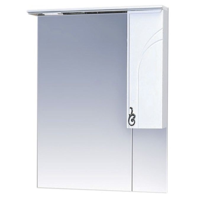 Шкаф-зеркало Misty "Неаполь 65", правый, с подсветкой, белая эмаль