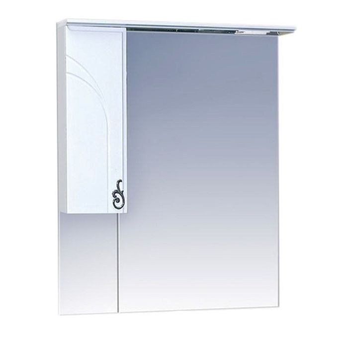 Шкаф-зеркало Misty "Неаполь 75", левый, с подсветкой, белая эмаль