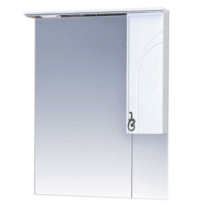 Шкаф-зеркало Misty "Неаполь 85", правый, с подсветкой, белая эмаль