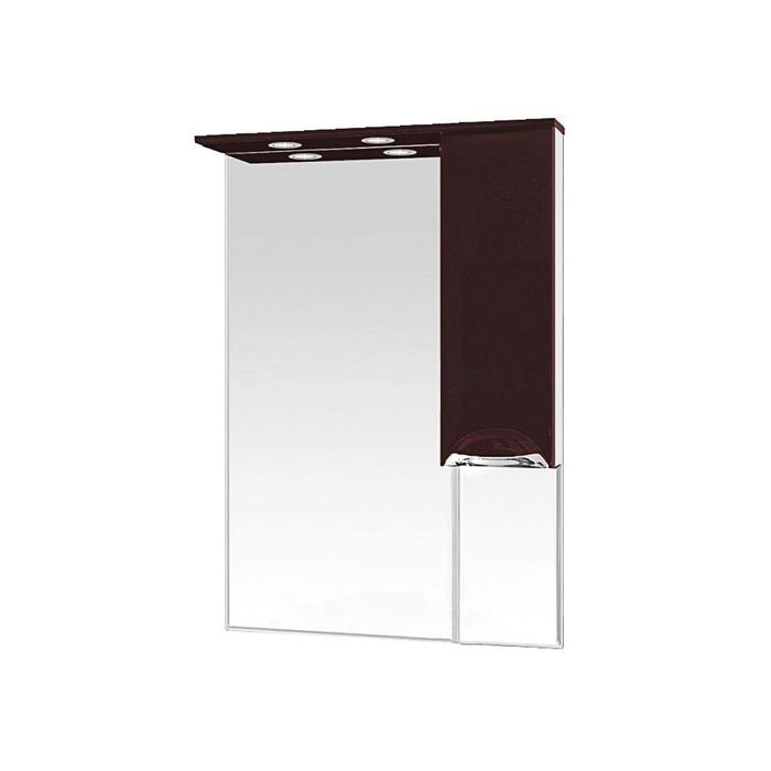 Шкаф-зеркало Misty "Жасмин 65", правый, с подсветкой, коричневая эмаль