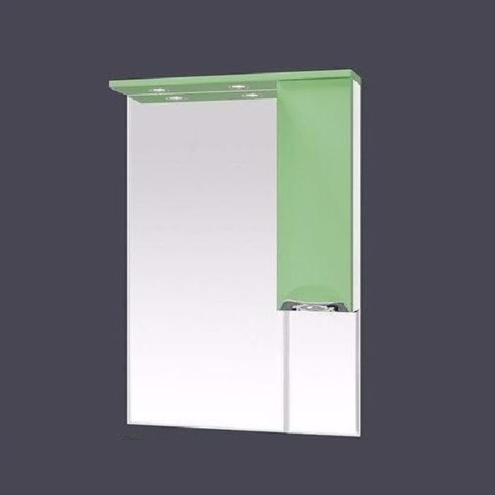 Шкаф-зеркало Misty "Жасмин 65", правый, с подсветкой, салатовая эмаль