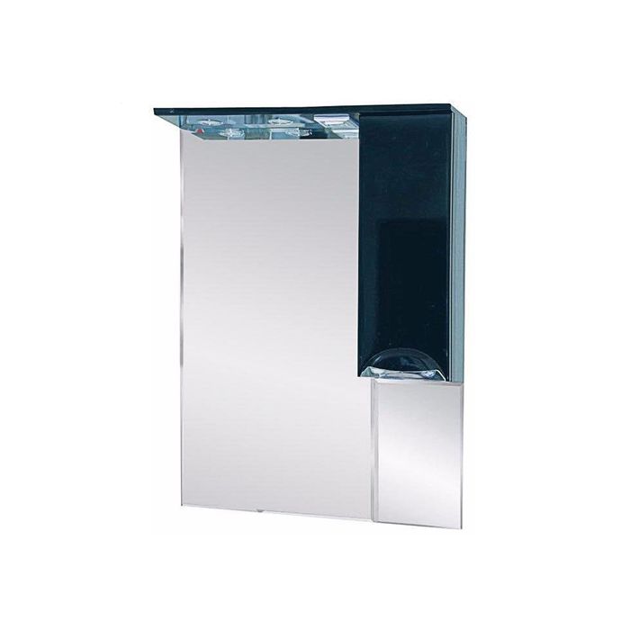 Шкаф-зеркало Misty "Жасмин 65", правый, с подсветкой, черная эмаль