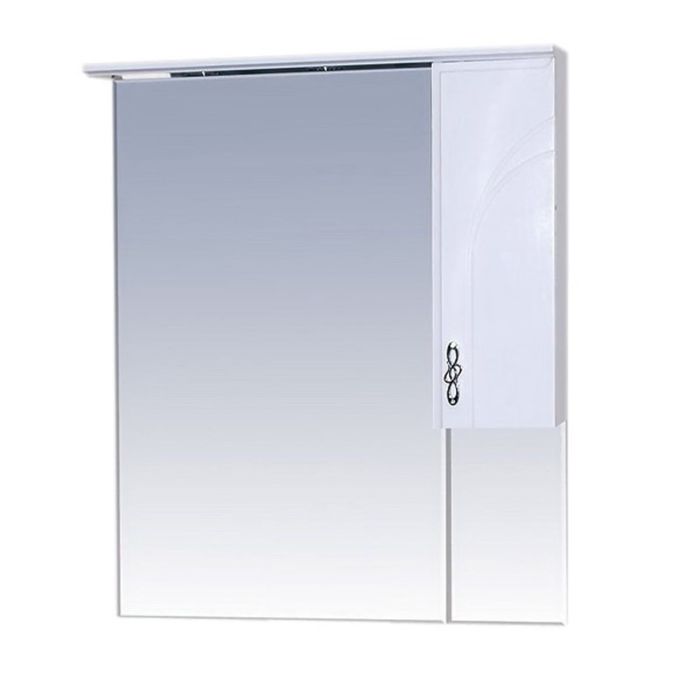 Шкаф-зеркало Misty "Сицилия 75", правый, с подсветкой, белая эмаль