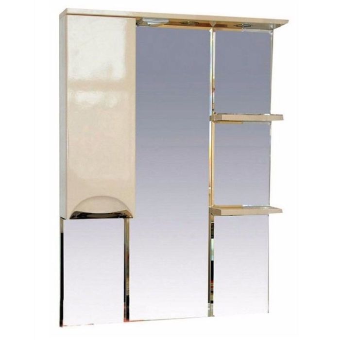 Шкаф-зеркало Misty "Жасмин 75", левый, с подсветкой, бежевая эмаль