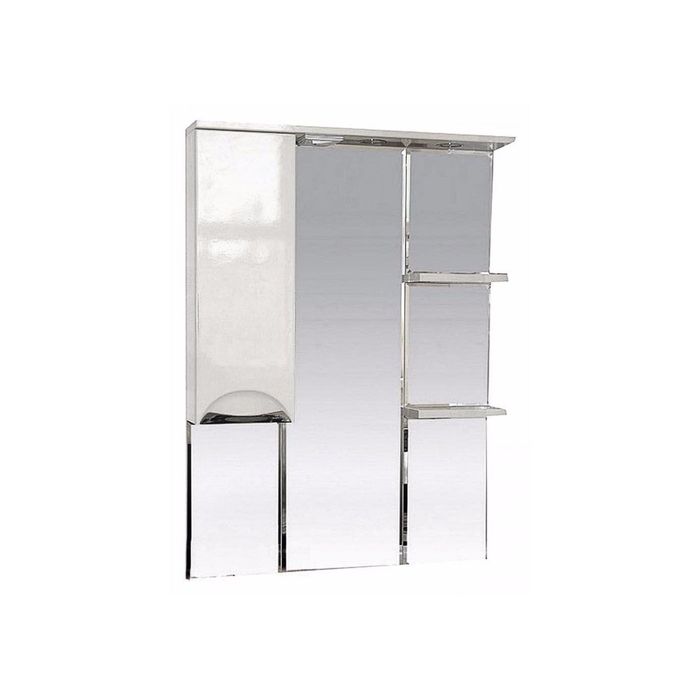 Шкаф-зеркало Misty "Жасмин 75", левый, с подсветкой, белая эмаль