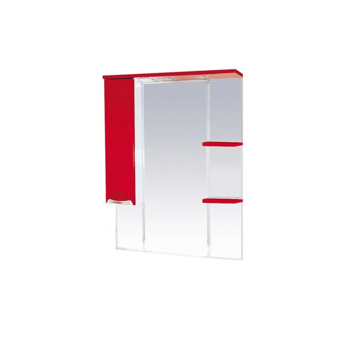 Шкаф-зеркало Misty "Жасмин 75", левый, с подсветкой, красная эмаль