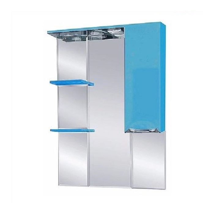 Шкаф-зеркало Misty "Жасмин 75", правый, с подсветкой, голубая эмаль
